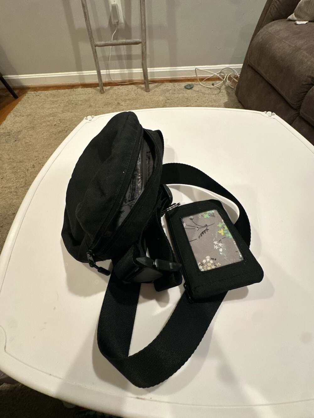 Vera Bradley Black Crossbody Belt Bag and Matching ID Case Set